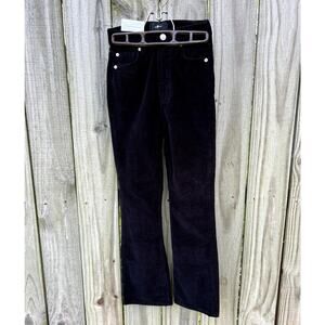 NWT 7 For All Mankind Black Corduroy High Rise Slim Kick Jeans Size 24